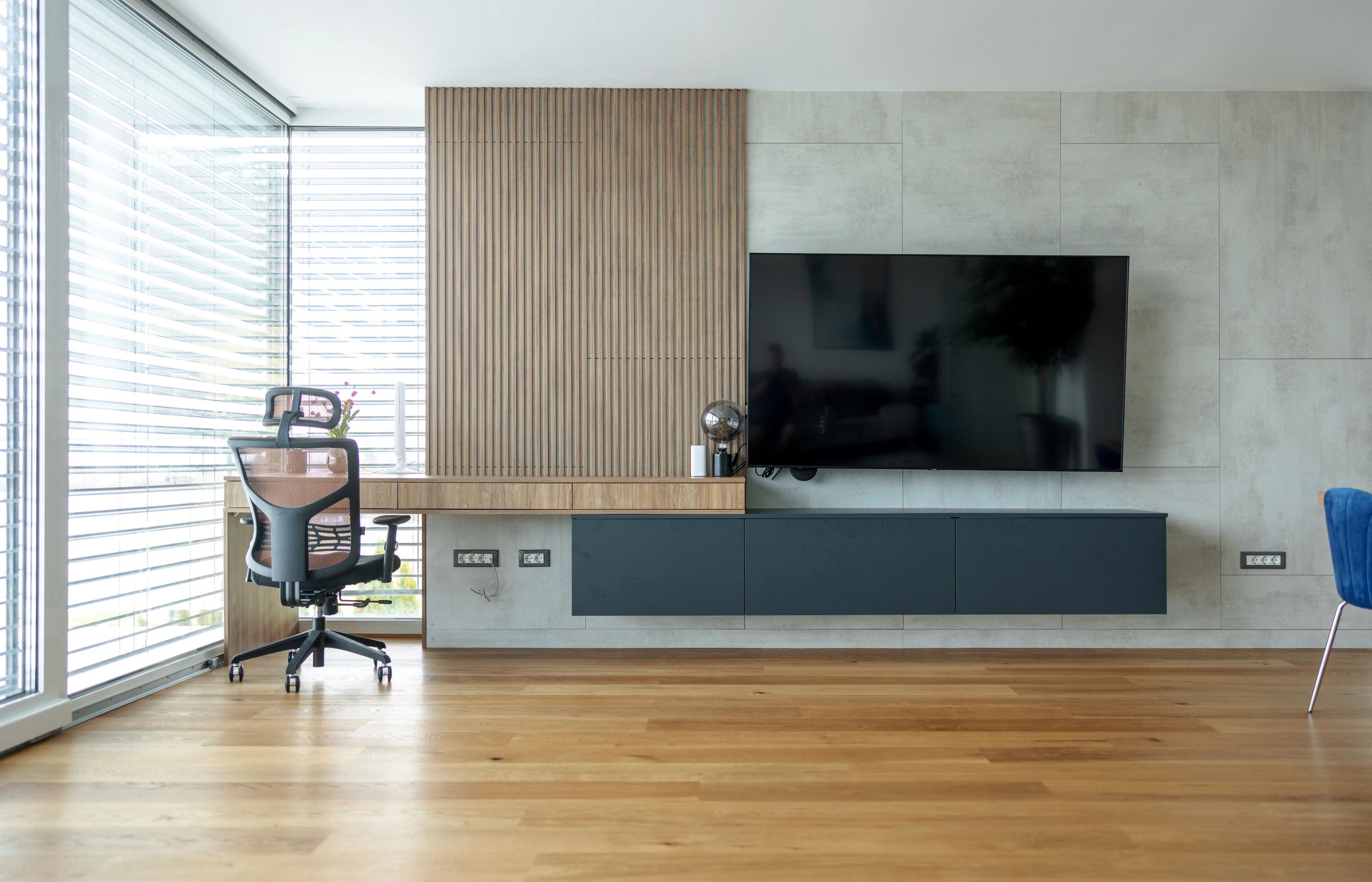Bright modern living room interior suitable for home entertainment