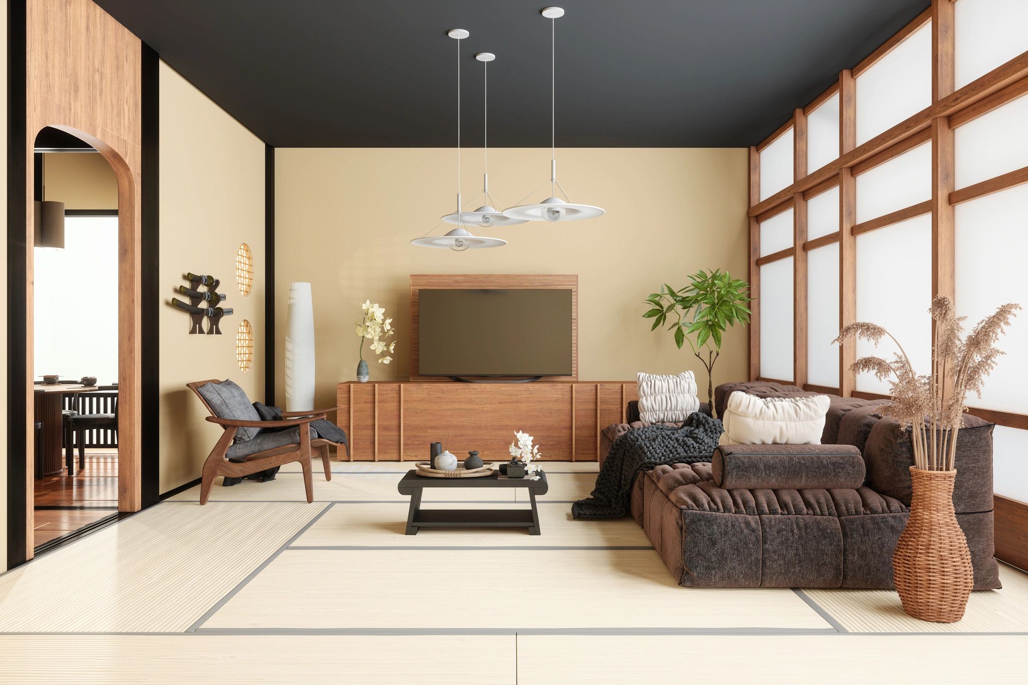 Home entertainment living room setup representing operations