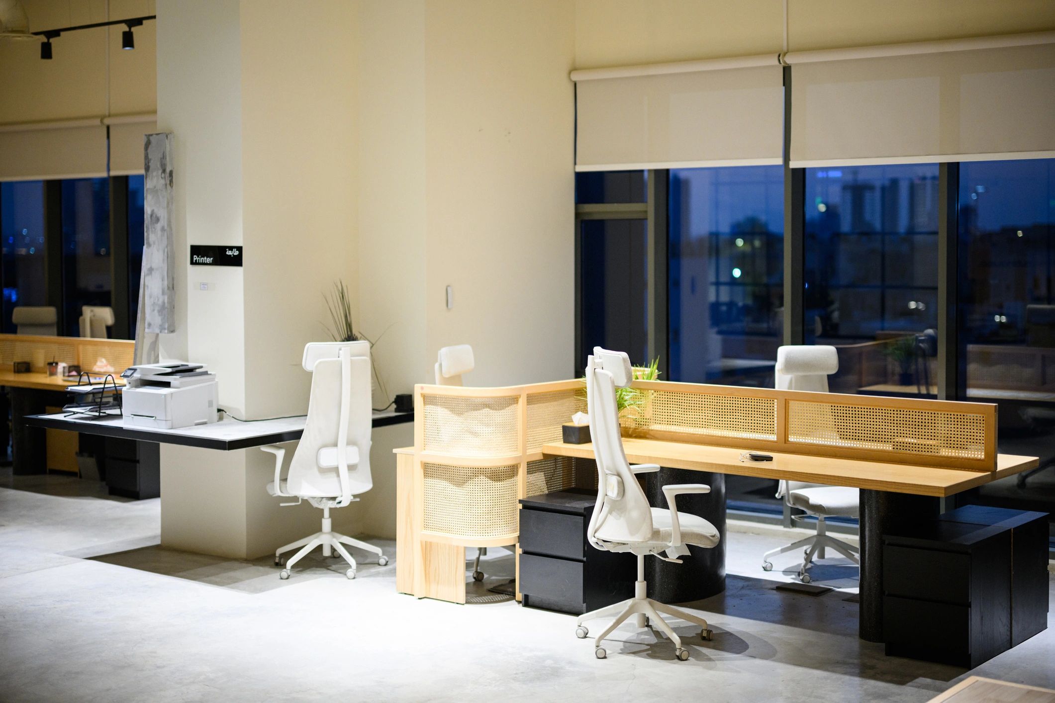 Modern desk setup in a contemporary workspace