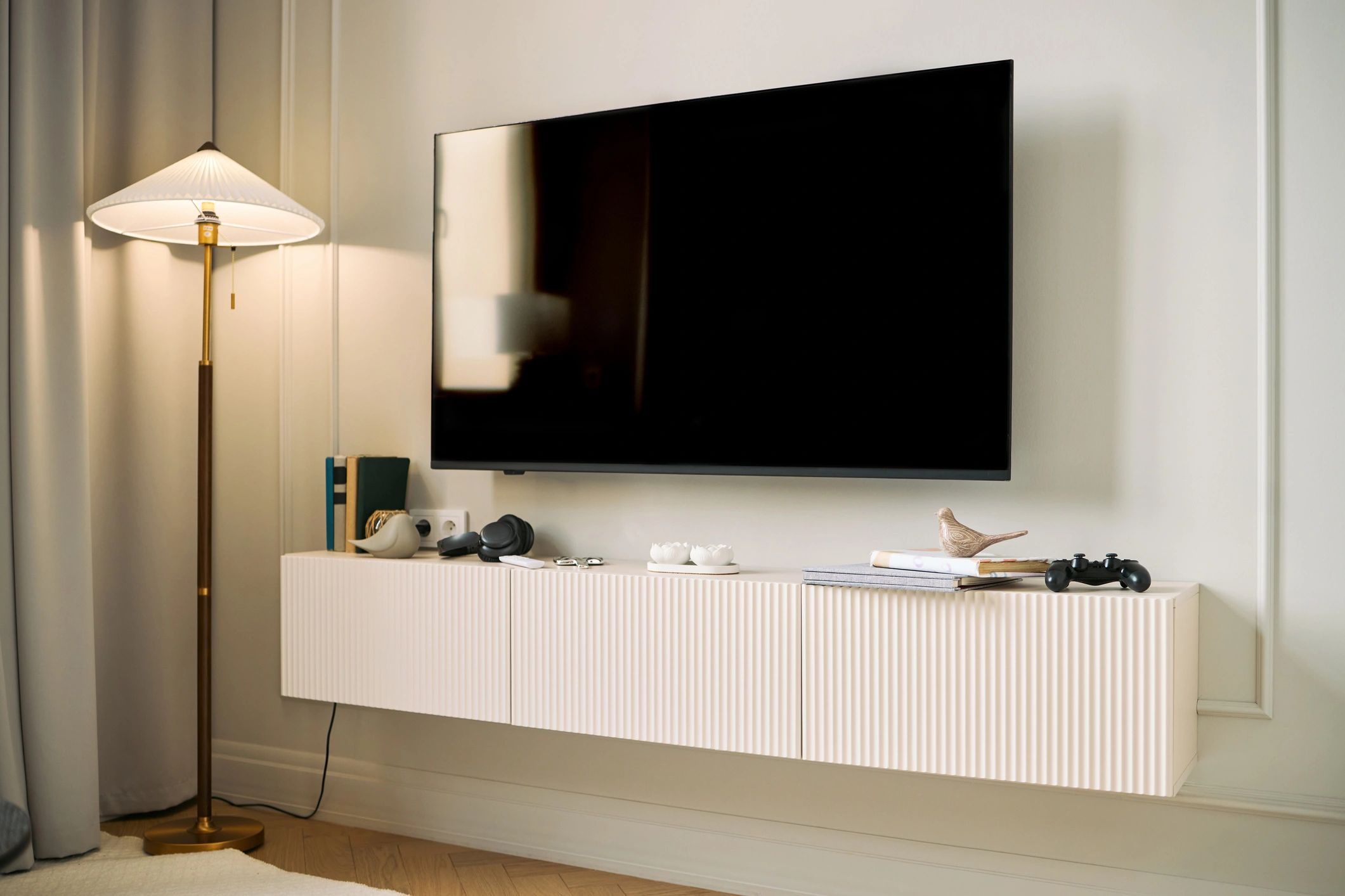 Modern TV and media console setup